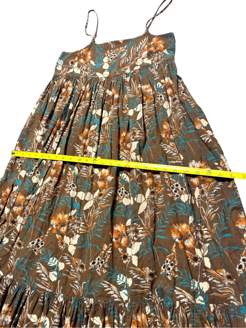 NATURAL LIFE Women’s Small Brown and Teal Floral Tiered Midi Maxi Dress Boho - Picture 6 of 10